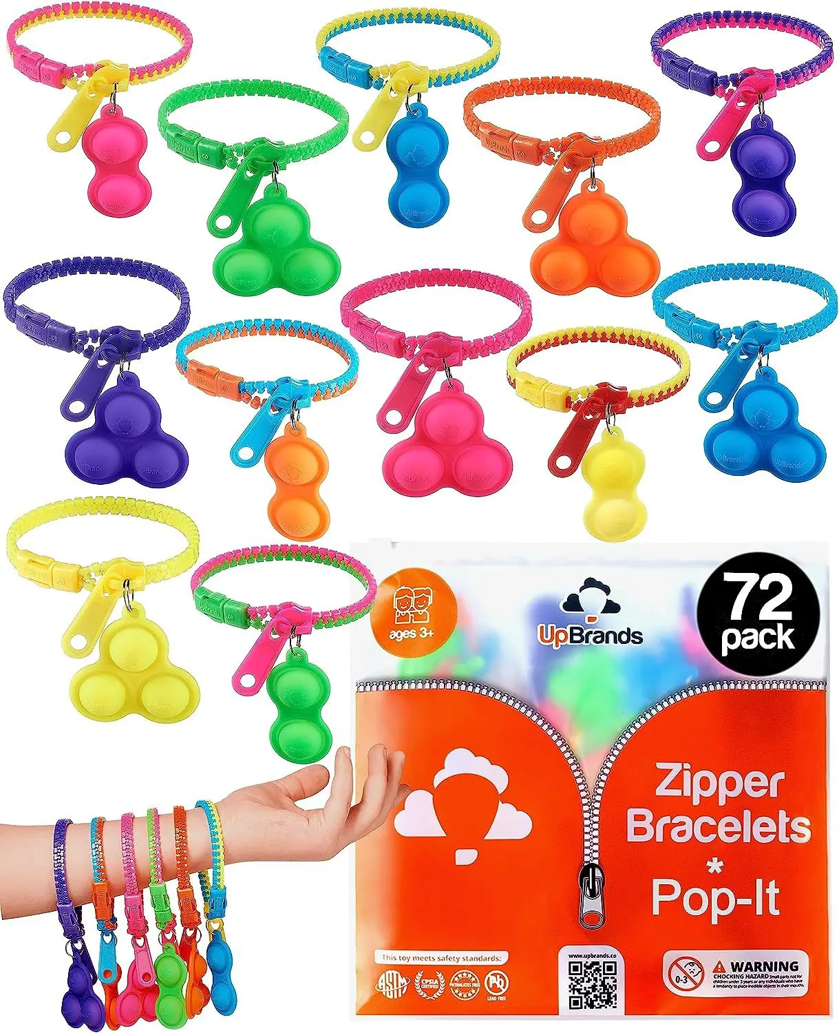 72 Upgraded Pop-It Zipper Bracelets For Kids ADHD Fidget Toys Anxiety Relief Fidget Toys Kit For Halloween Trinket
72 Upgraded Pop-It Zipper Bracelets For Kids ADHD Fidget Toys Anxiety Relief Fidget Toys Kit For Halloween Trinket