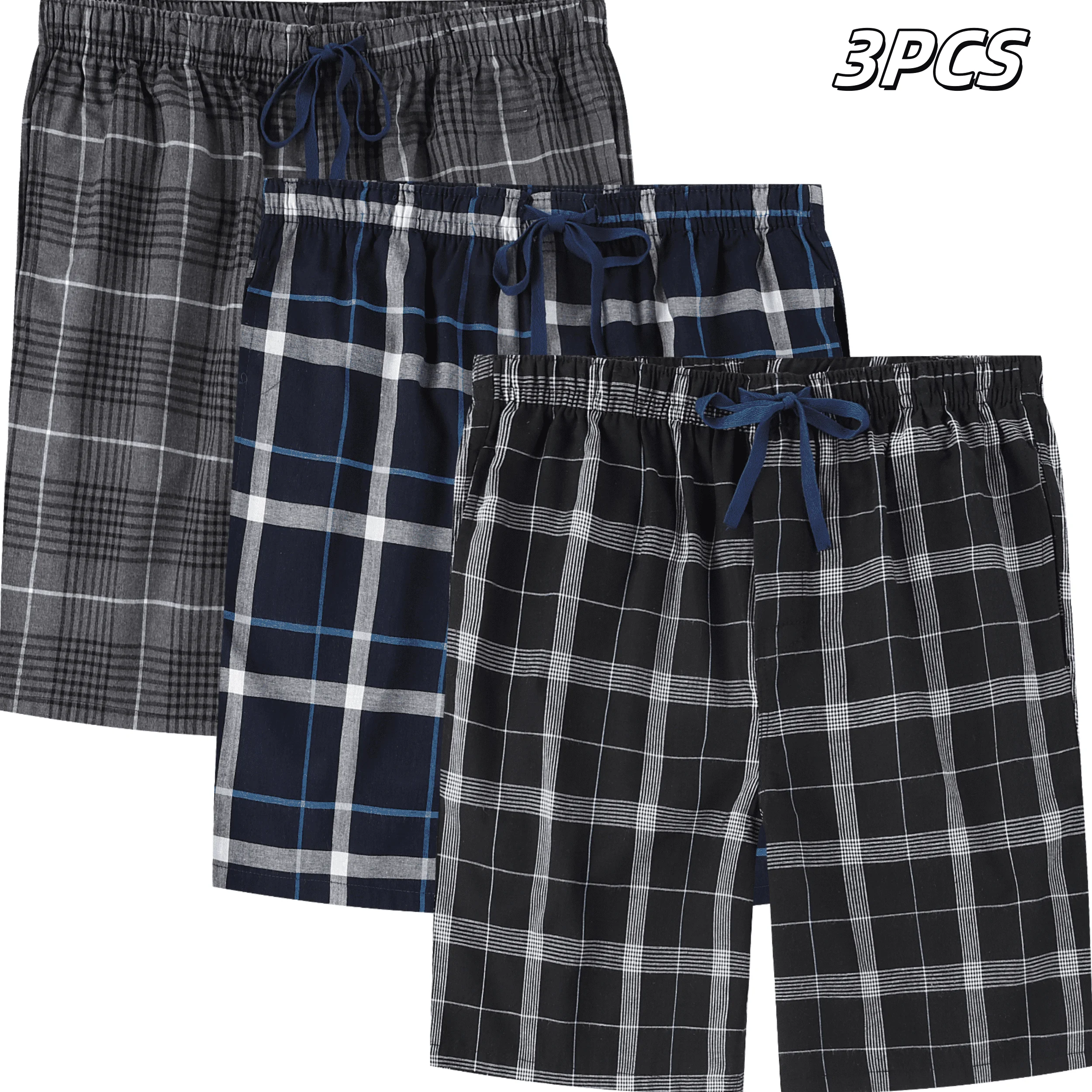 3pcs Mens Pajama Pants Woven 100% Cotton Classic Plaid Shorts Sleepwear Casual Comfortable with Button and Drawstring Pockets
3pcs Mens Pajama Pants Woven 100% Cotton Classic Plaid Shorts Sleepwear Casual Comfortable with Button and Drawstring Pockets