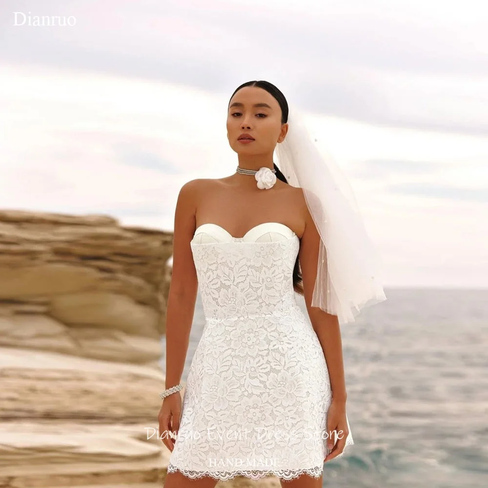 Dianruo Sweetheart Lace Wedding Dress Floral Mini Length Vestido Novia Sleeveless Appliques Minimalist Robe De Mariée Customized
Dianruo Sweetheart Lace Wedding Dress Floral Mini Length Vestido Novia Sleeveless Appliques Minimalist Robe De Mariée Customized