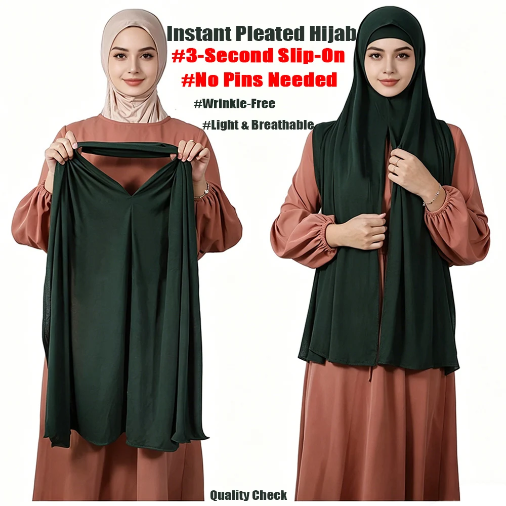 Women Instant Hijab Pleated Muslim Headscarf Lightweight Breathable Polyester Islamic Shawl Full Coverage Sun Protection
Women Instant Hijab Pleated Muslim Headscarf Lightweight Breathable Polyester Islamic Shawl Full Coverage Sun Protection