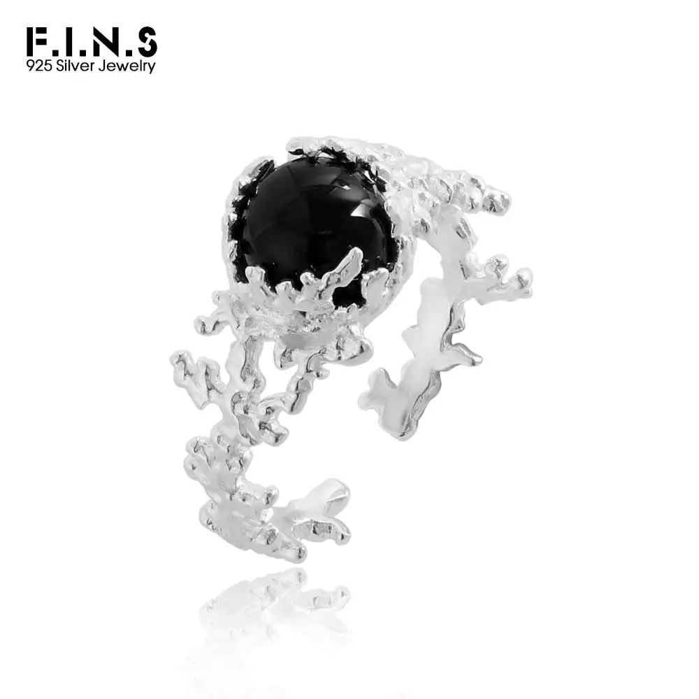 F.I.N.S Original S925 Sterling Silver Black Agate Rings Texture Irregular Coral Shaped Open Adjustable Index Mid Finger Jewelry
F.I.N.S Original S925 Sterling Silver Black Agate Rings Texture Irregular Coral Shaped Open Adjustable Index Mid Finger Jewelry