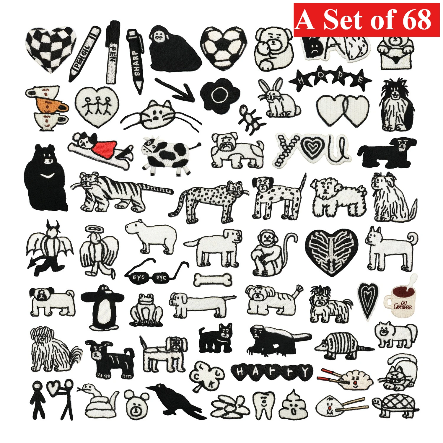 A Set of 68 Big Black Bear Bulk Embroidery Clothes Patches Decoration Cartoon Animal Label Leather DIY Apparel Sewing Supplies
A Set of 68 Big Black Bear Bulk Embroidery Clothes Patches Decoration Cartoon Animal Label Leather DIY Apparel Sewing Supplies