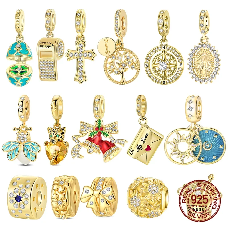 925 Sterling Silver Golden Series Compass Whistle Virgin Mary Dangle Charms Beads Pendant Fit Bracelet Necklace DIY Jewelry Gift 
925 Sterling Silver Golden Series Compass Whistle Virgin Mary Dangle Charms Beads Pendant Fit Bracelet Necklace DIY Jewelry Gift