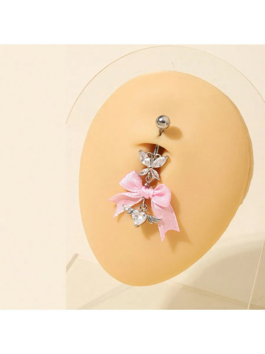 Sweet Pink Bowknot Cubic Zirconia Belly Button Ring Stainless Steel Navel Piercing For Women
Sweet Pink Bowknot Cubic Zirconia Belly Button Ring Stainless Steel Navel Piercing For Women