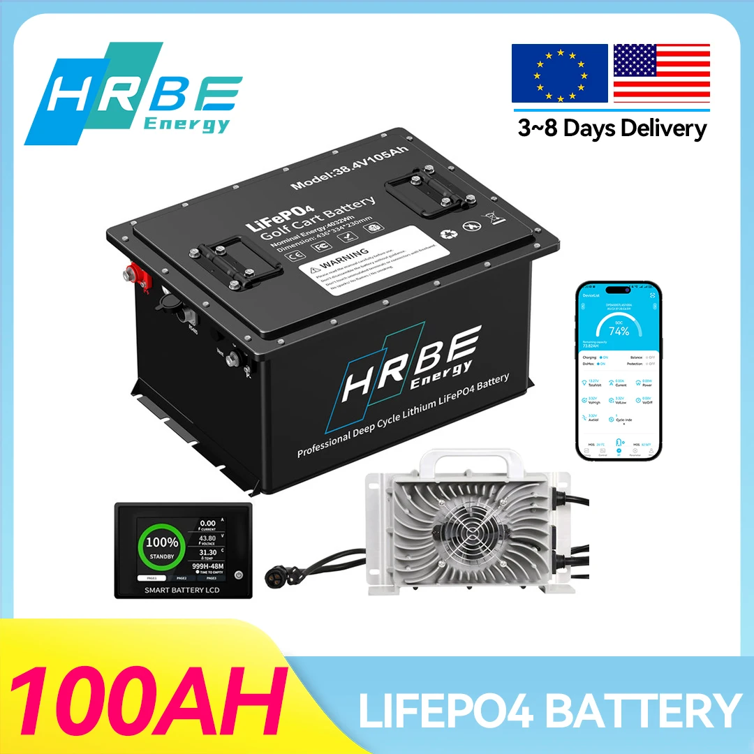 36V 105Ah LiFePO4 Golf Cart Battery,Built-in BMS,with Monitor & Mobile APP,4000+ Cycles Lithium Golf Cart Battery,for Golf Carts
36V 105Ah LiFePO4 Golf Cart Battery,Built-in BMS,with Monitor & Mobile APP,4000+ Cycles Lithium Golf Cart Battery,for Golf Carts