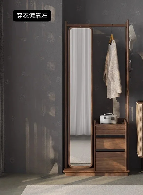 Black walnut solid wood coat rack floor-to-ceiling with mirror integrated bedroom rack designer home
Black walnut solid wood coat rack floor-to-ceiling with mirror integrated bedroom rack designer home