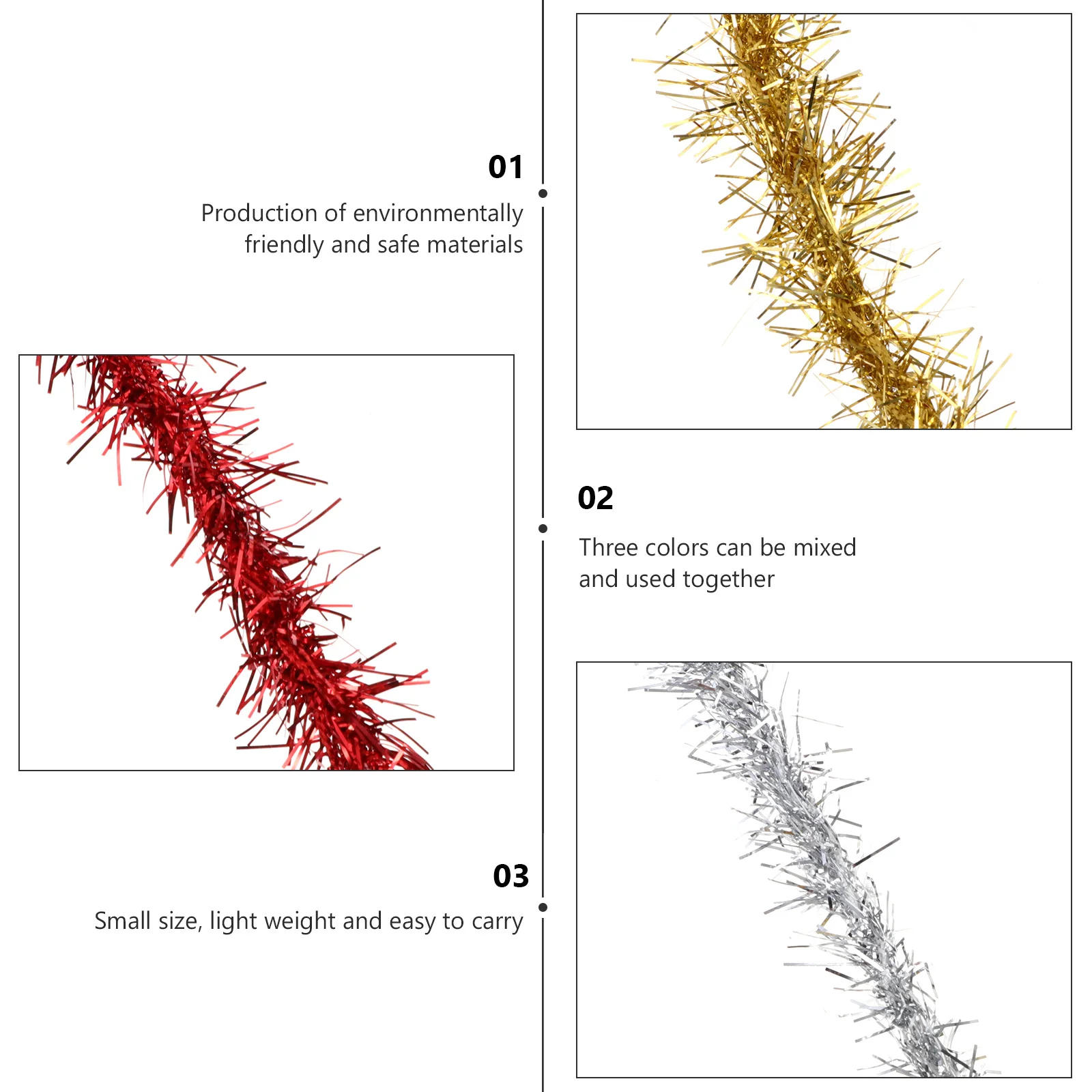 3Pcs Metallic Tinsel Garland Christmas Thin Tinsel Flexible Colorful Party Decoration Reusable Bright Sparkling Christmas Tree
3Pcs Metallic Tinsel Garland Christmas Thin Tinsel Flexible Colorful Party Decoration Reusable Bright Sparkling Christmas Tree