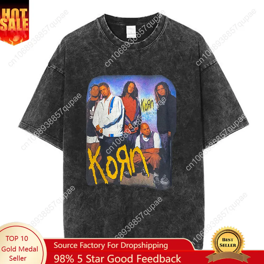 Korn Skull Wings Girls Juniors Black Washed T Shirt Metal Gothic Rock Band T Shirts Men's Vintage Oversized T-shirts Streetwear
Korn Skull Wings Girls Juniors Black Washed T Shirt Metal Gothic Rock Band T Shirts Men's Vintage Oversized T-shirts Streetwear