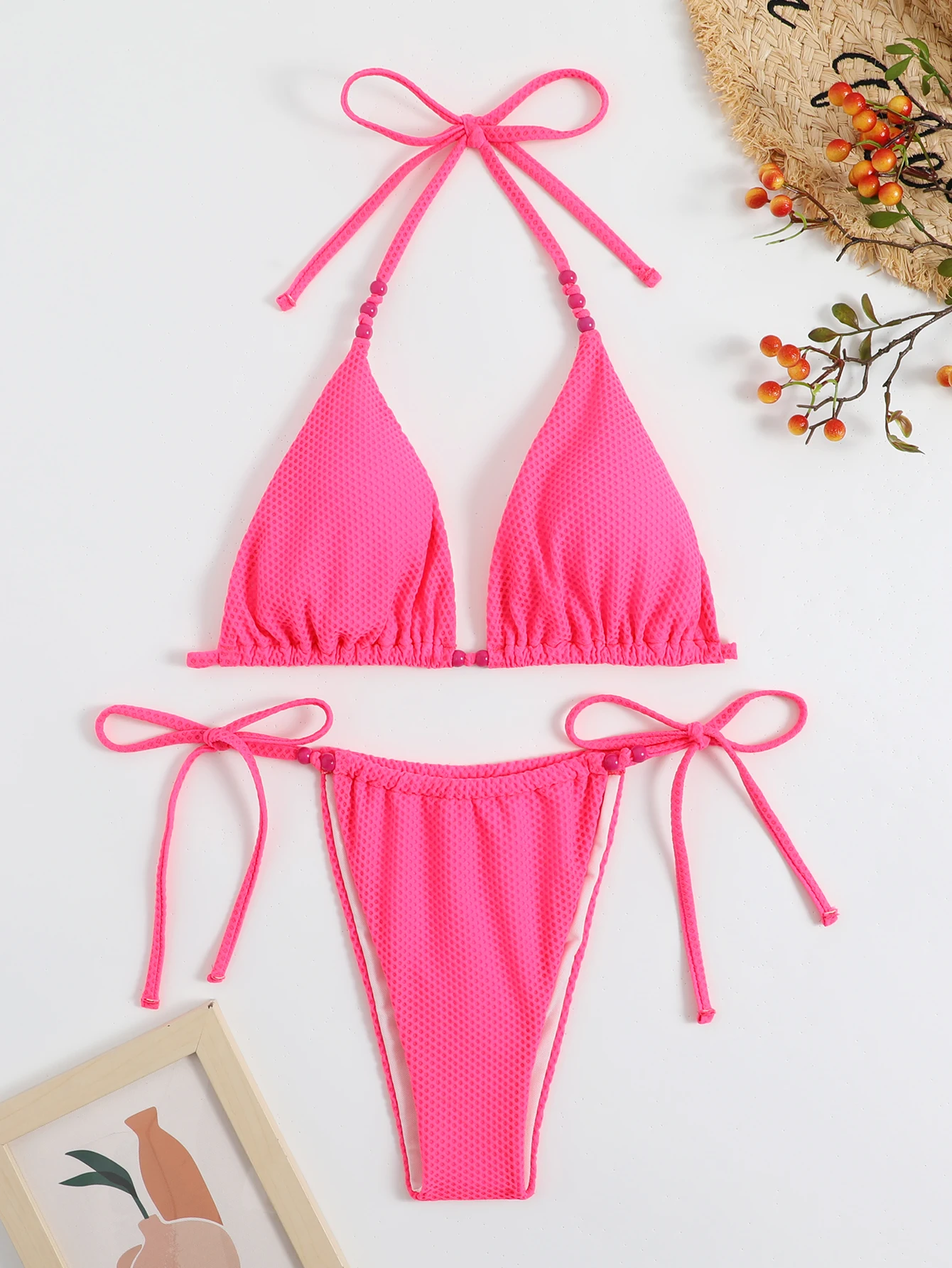 Two Piece Bikini Solid Triangle Side Tie Halter Swimsuit Swimming Women Swimwear Bikinis Summer Beach Bathing Suit
Two Piece Bikini Solid Triangle Side Tie Halter Swimsuit Swimming Women Swimwear Bikinis Summer Beach Bathing Suit