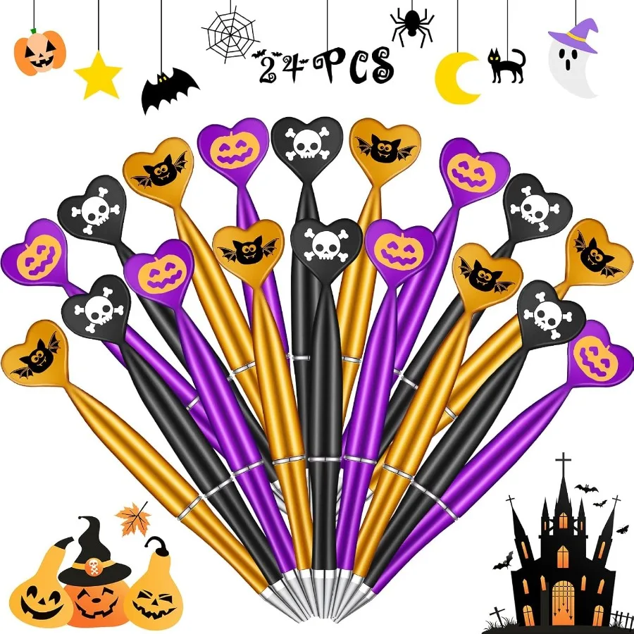 24 Packs Halloween Ballpoint Pens Pumpkin Skull Bat Heart Shaped 1.0 mm Retractable Gel Black Ink Pens for Home Office School S
24 Packs Halloween Ballpoint Pens Pumpkin Skull Bat Heart Shaped 1.0 mm Retractable Gel Black Ink Pens for Home Office School S