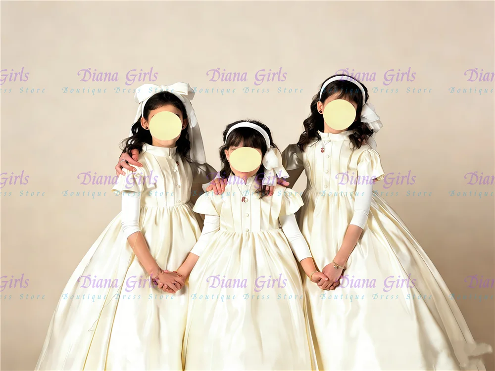 Elegant Little Princess Flower Girl Dress Quality Satin Fluffy Button Applique For Kids Wedding Birthday Evening Ball Gowns
Elegant Little Princess Flower Girl Dress Quality Satin Fluffy Button Applique For Kids Wedding Birthday Evening Ball Gowns