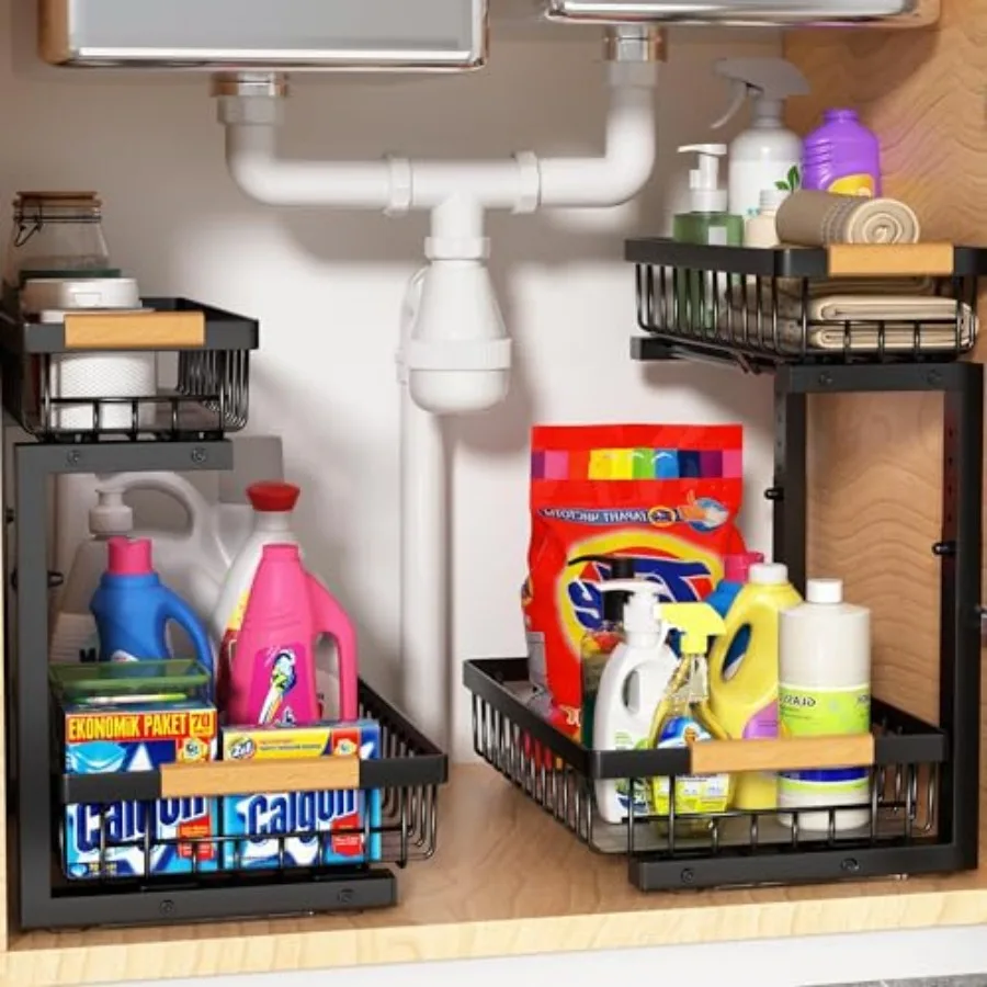 Under Sink Organizer 2 Pack, 2 Tier Slide Out Large Capacity Height Adjustable Under Sink Organizers and Storage for Kitchen Ba
Under Sink Organizer 2 Pack, 2 Tier Slide Out Large Capacity Height Adjustable Under Sink Organizers and Storage for Kitchen Ba