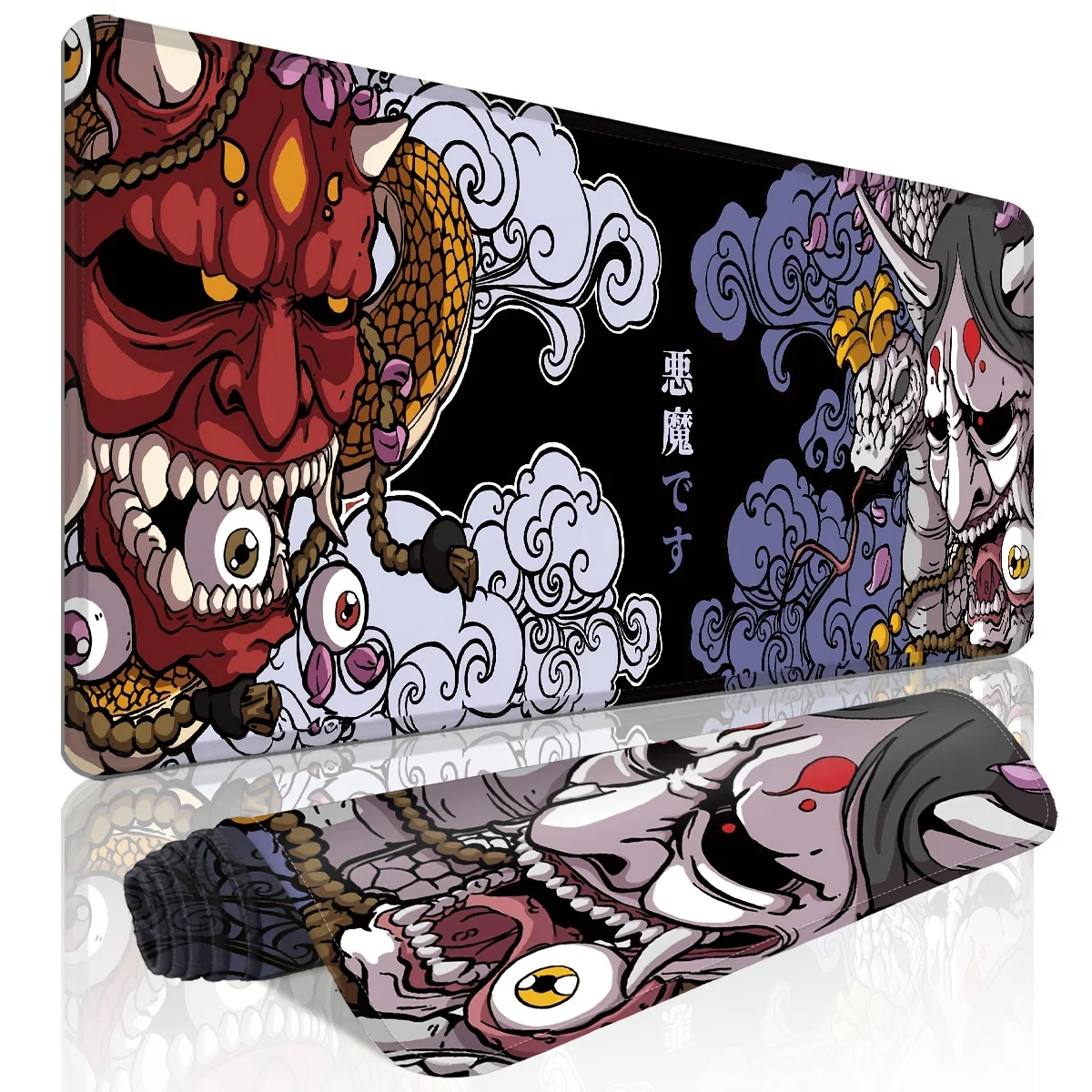 Japanese Oni Demon Graphic Extended Gaming Mouse Pad Durable Non-Slip Rubber Mat for Office Study