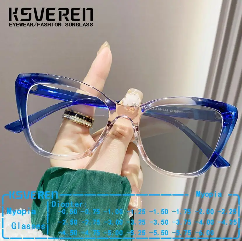 Trendy Cat Eye Color Changing Myopia Eyewear Women Full Frame Photochromic Near Sight Glasses Outdoor Minus Diopter Glasses
Trendy Cat Eye Color Changing Myopia Eyewear Women Full Frame Photochromic Near Sight Glasses Outdoor Minus Diopter Glasses
