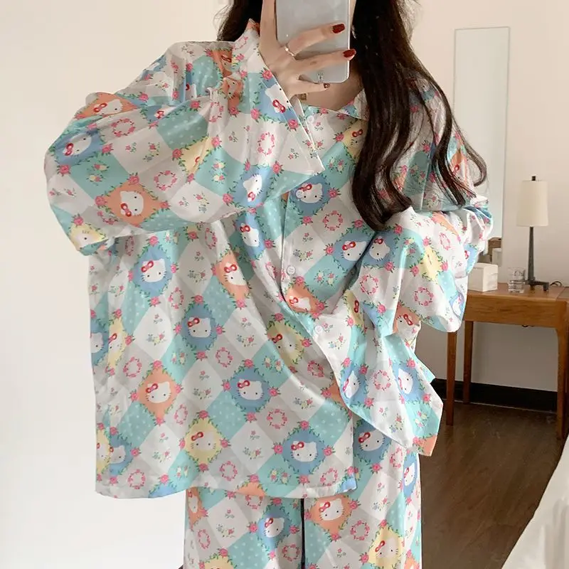 New Hello Kitty Pajamas Cute Cartoon Dopamine Long Sleeved Long Pants Spring Autumn Thin Style Exterior Home Suit Set
New Hello Kitty Pajamas Cute Cartoon Dopamine Long Sleeved Long Pants Spring Autumn Thin Style Exterior Home Suit Set