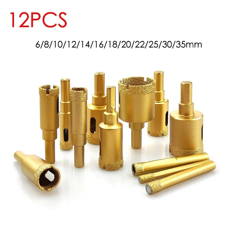12PCS 6/8/10/12/14/16/18/20/22/25/30/35mm Diamond Coated Drill Bits Set Hole Saw Kit for Glass Marble Granite Stone Ceramic Tile
12PCS 6/8/10/12/14/16/18/20/22/25/30/35mm Diamond Coated Drill Bits Set Hole Saw Kit for Glass Marble Granite Stone Ceramic Tile