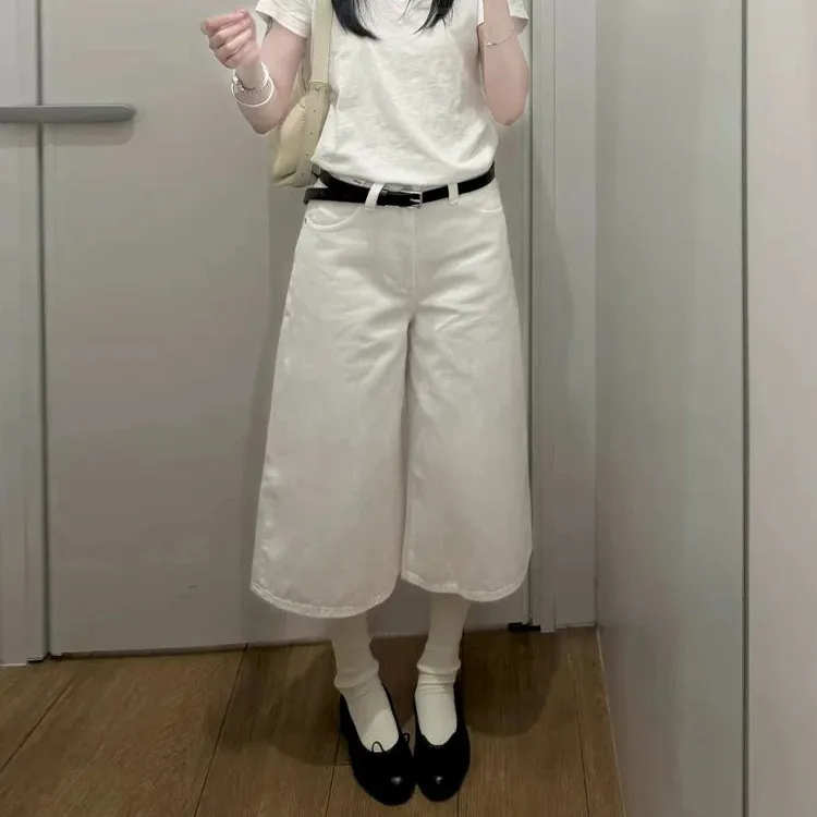 White High Waist Loose Fit Seven Inch Jeans Women's Summer New Style Cotton Stretch Denim Shorts Straight Leg Wide Leg Pants
White High Waist Loose Fit Seven Inch Jeans Women's Summer New Style Cotton Stretch Denim Shorts Straight Leg Wide Leg Pants