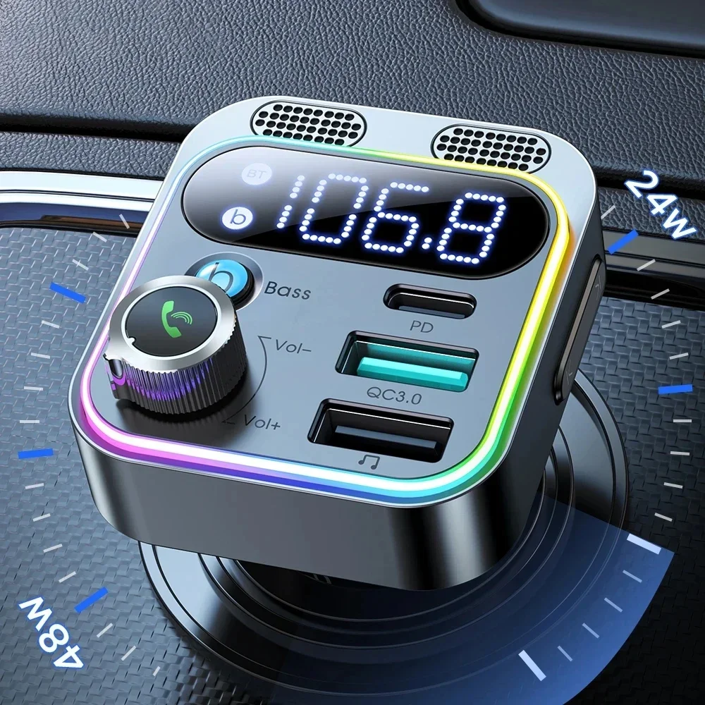 Bluetooth 5.3 FM Transmitter Handsfree Car Radio Modulator MP3 Player With 48W PD&QC3.0 USB Super Quick Charge Adapter for Car
Bluetooth 5.3 FM Transmitter Handsfree Car Radio Modulator MP3 Player With 48W PD&QC3.0 USB Super Quick Charge Adapter for Car