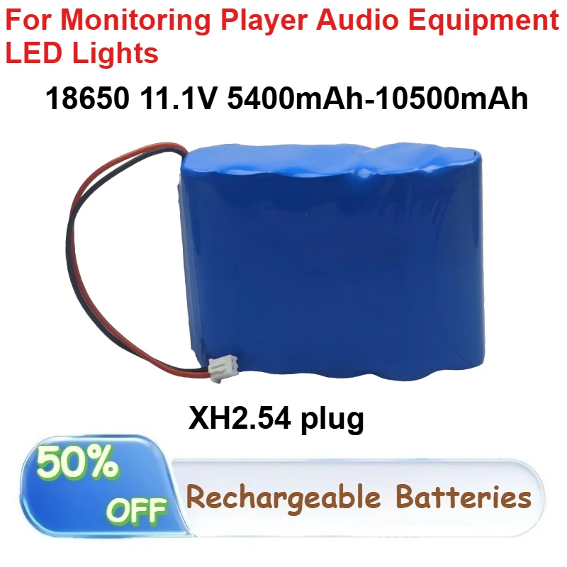 18650 11.1V Lithium Battery Pack 5400mAh-10500mAh for Monitoring Player Audio Equipment LED Lights Rechargeable Batteries
18650 11.1V Lithium Battery Pack 5400mAh-10500mAh for Monitoring Player Audio Equipment LED Lights Rechargeable Batteries