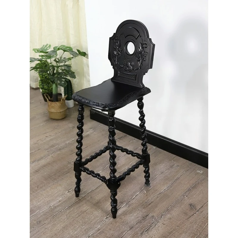 Solid wood tenon and tenon Roman column twist foot bar chair, high stool European Western bar stool
Solid wood tenon and tenon Roman column twist foot bar chair, high stool European Western bar stool