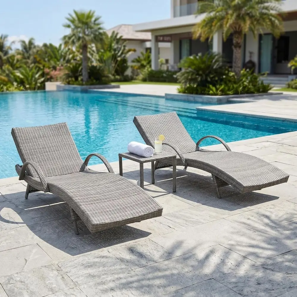 Outdoor Pool Lounge Chairs Set of 2 with Pull-Out Side Table, Adjustable Backrest, Suitable for Patio, Garden, and Balcony, Gray
Outdoor Pool Lounge Chairs Set of 2 with Pull-Out Side Table, Adjustable Backrest, Suitable for Patio, Garden, and Balcony, Gray