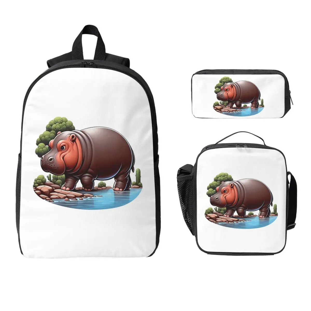 A Pygmy Hippopotamus Strolling By The River Backpack BookBag School Bag Shoulder Bags 3ps Insulated Lunch Bag Pencil Case
A Pygmy Hippopotamus Strolling By The River Backpack BookBag School Bag Shoulder Bags 3ps Insulated Lunch Bag Pencil Case