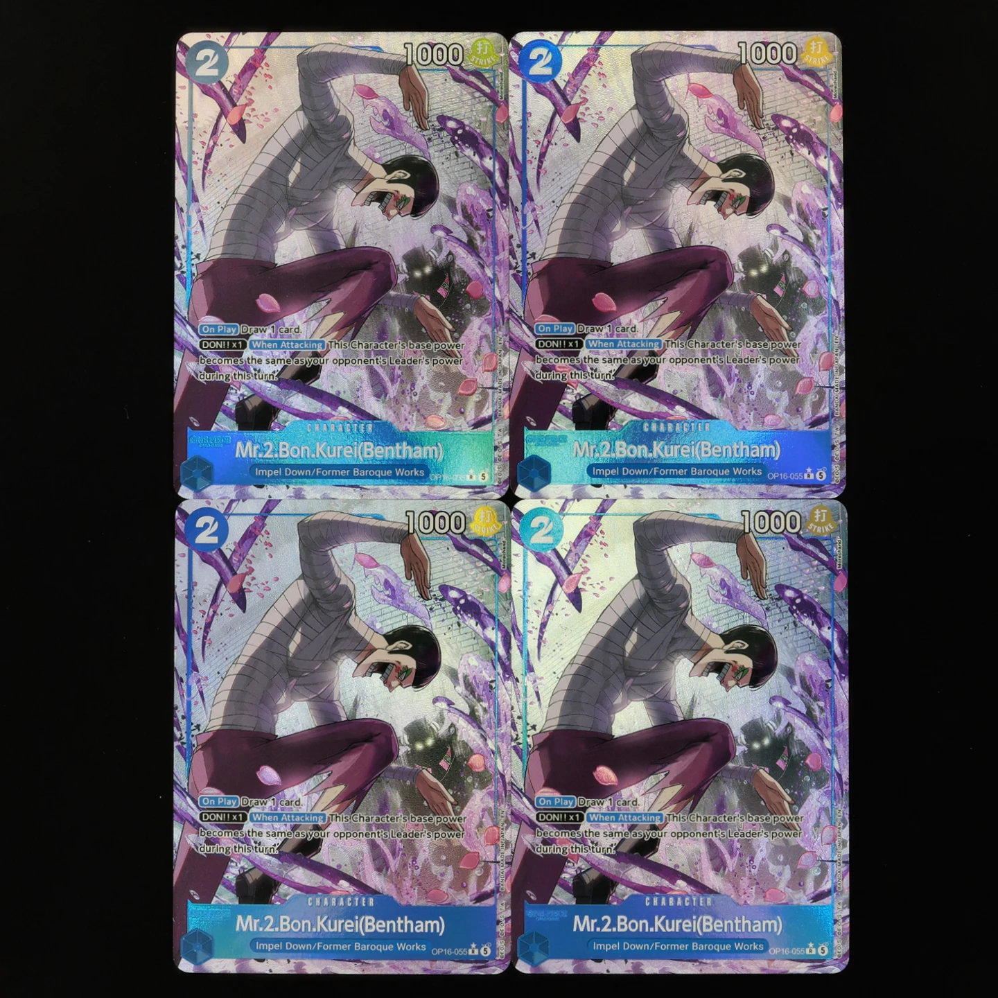 One Piece TCG OPCG English OP16-055 Mr.2.Bon.Kurei(Bentham) 2 Cost Blue Bentham Textured Foil Card Anime Collectible Card
One Piece TCG OPCG English OP16-055 Mr.2.Bon.Kurei(Bentham) 2 Cost Blue Bentham Textured Foil Card Anime Collectible Card