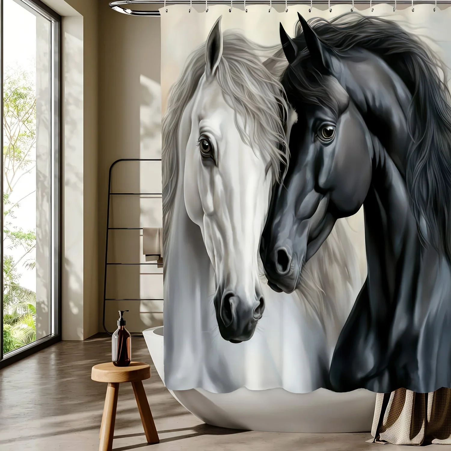 ~O~Занавеска для душа с цифровым принтом и лошадиным узором — двусторонний полиэстер, всесезонная тканая ткань для ванной комнаты/домашнего декора
~O~Занавеска для душа с цифровым принтом и лошадиным узором — двусторонний полиэстер, всесезонная тканая ткань для ванной комнаты/домашнего декора