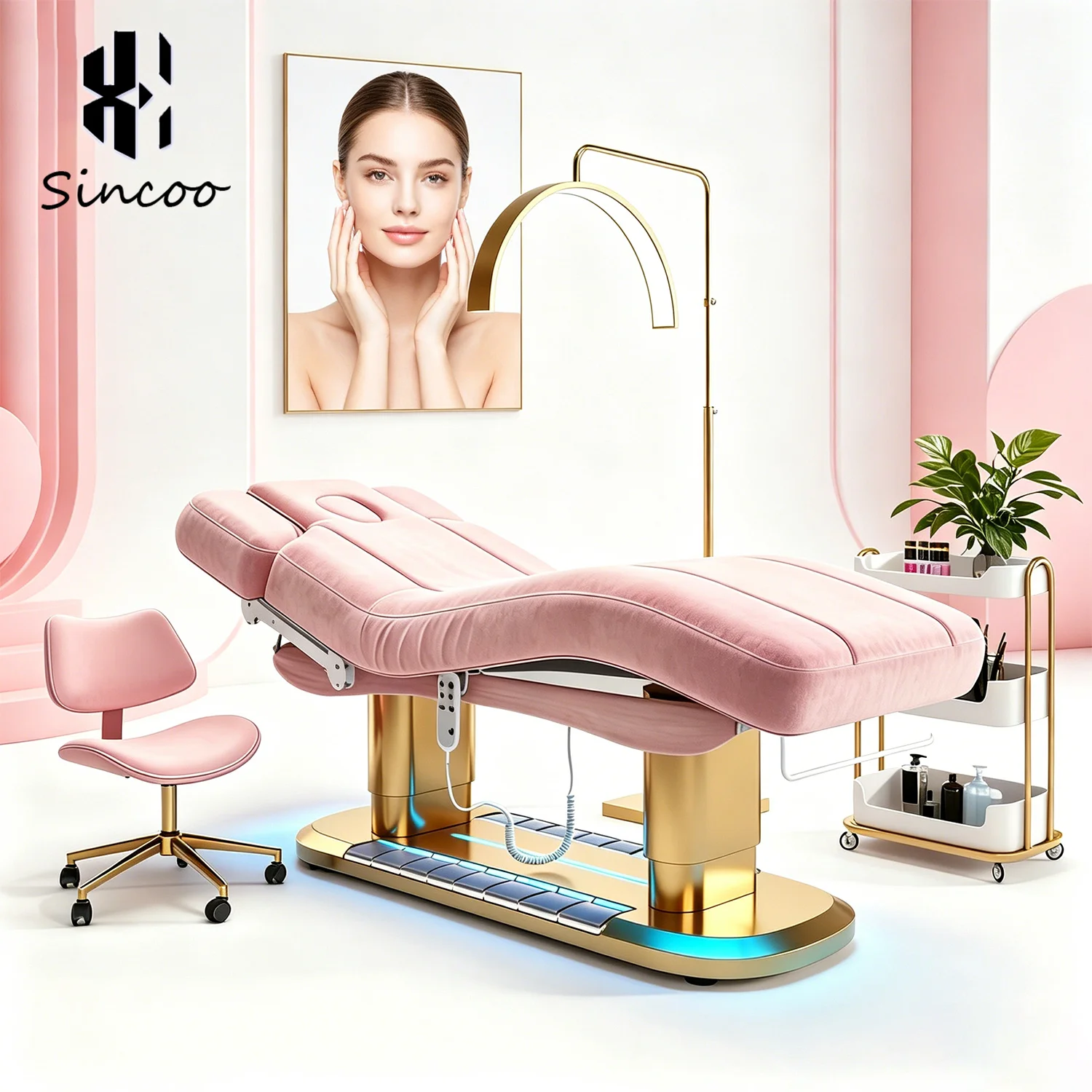 Gold Stainless Steel Therapy Spa Health Care Salon Beauty 4 Electric Motors Extension Beauty Eyelashes Facial Care Massage Bed
Gold Stainless Steel Therapy Spa Health Care Salon Beauty 4 Electric Motors Extension Beauty Eyelashes Facial Care Massage Bed