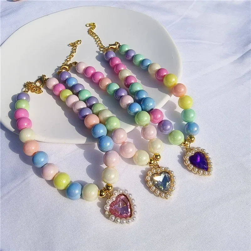 Trendy Pearl Heart Shape Pendant Necklace Fashion Colorful Handmake Jewelry Dog Cat Wedding Party Birthday Gifts Pet Accessories
Trendy Pearl Heart Shape Pendant Necklace Fashion Colorful Handmake Jewelry Dog Cat Wedding Party Birthday Gifts Pet Accessories