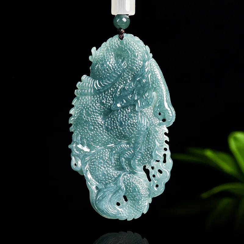 Natural A-grade Jade Blue Water Divine Dragon Protector Brand Atmospheric Life Pendant Ice Jadeite Charms Jewelry Drop Shipping
Natural A-grade Jade Blue Water Divine Dragon Protector Brand Atmospheric Life Pendant Ice Jadeite Charms Jewelry Drop Shipping