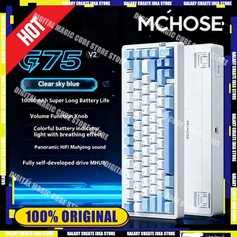 MCHOSE G75 V2 Mechanical Keyboard Support Windows MacOS 10000mAh RGB BT 2.4G Support Wireless Web Driver M HUB with Control Know
MCHOSE G75 V2 Mechanical Keyboard Support Windows MacOS 10000mAh RGB BT 2.4G Support Wireless Web Driver M HUB with Control Know