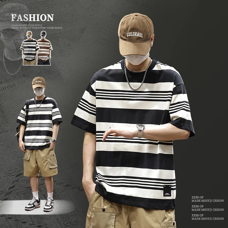 BG010173 Summer new striped fashion casual trend men's short-sleeved casual men's T-shirt
BG010173 Summer new striped fashion casual trend men's short-sleeved casual men's T-shirt