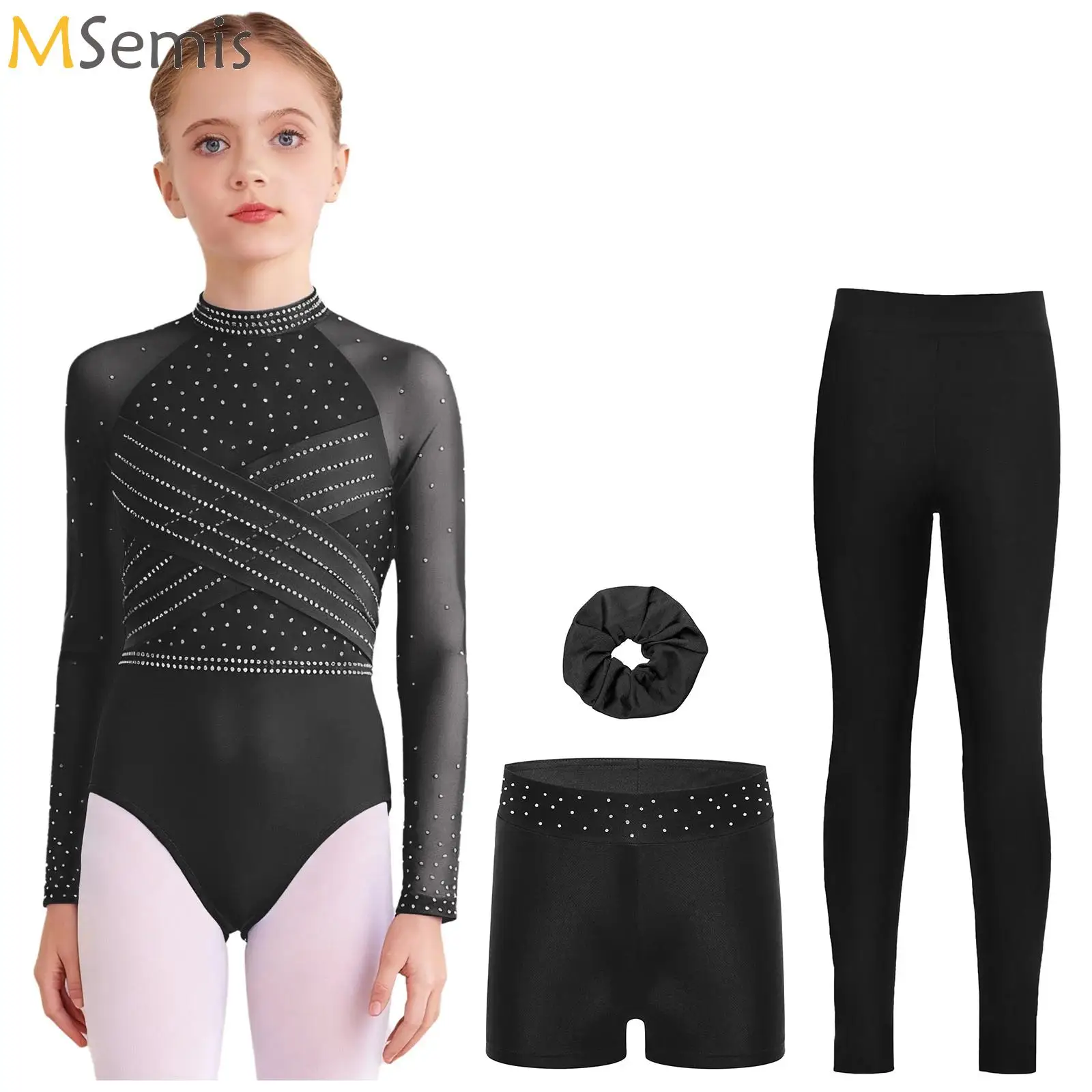 Kid Girls Ballet Leotard Figure Skating Performance Costume Sheer Mesh Long Sleeve Rhinestone Gymnastics Leotard Shorts Leggings
Kid Girls Ballet Leotard Figure Skating Performance Costume Sheer Mesh Long Sleeve Rhinestone Gymnastics Leotard Shorts Leggings