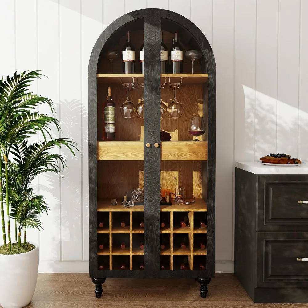 71" Wine Bar Cabinet, Arched Storage Cabinets with Door, Whiskey Station with Wine Rack and Glass Holder, Liquor Bar Cabinet for
71" Wine Bar Cabinet, Arched Storage Cabinets with Door, Whiskey Station with Wine Rack and Glass Holder, Liquor Bar Cabinet for