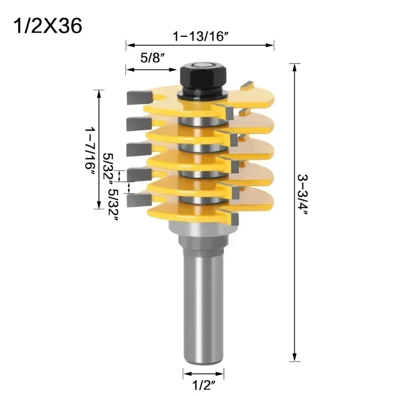 1pc Box Joint Router Bit - Adjustable 5 Blade1/2" Shank 12mm shank For Wood Cutter Tenon Cutter for Woodworking Tools
1pc Box Joint Router Bit - Adjustable 5 Blade1/2" Shank 12mm shank For Wood Cutter Tenon Cutter for Woodworking Tools