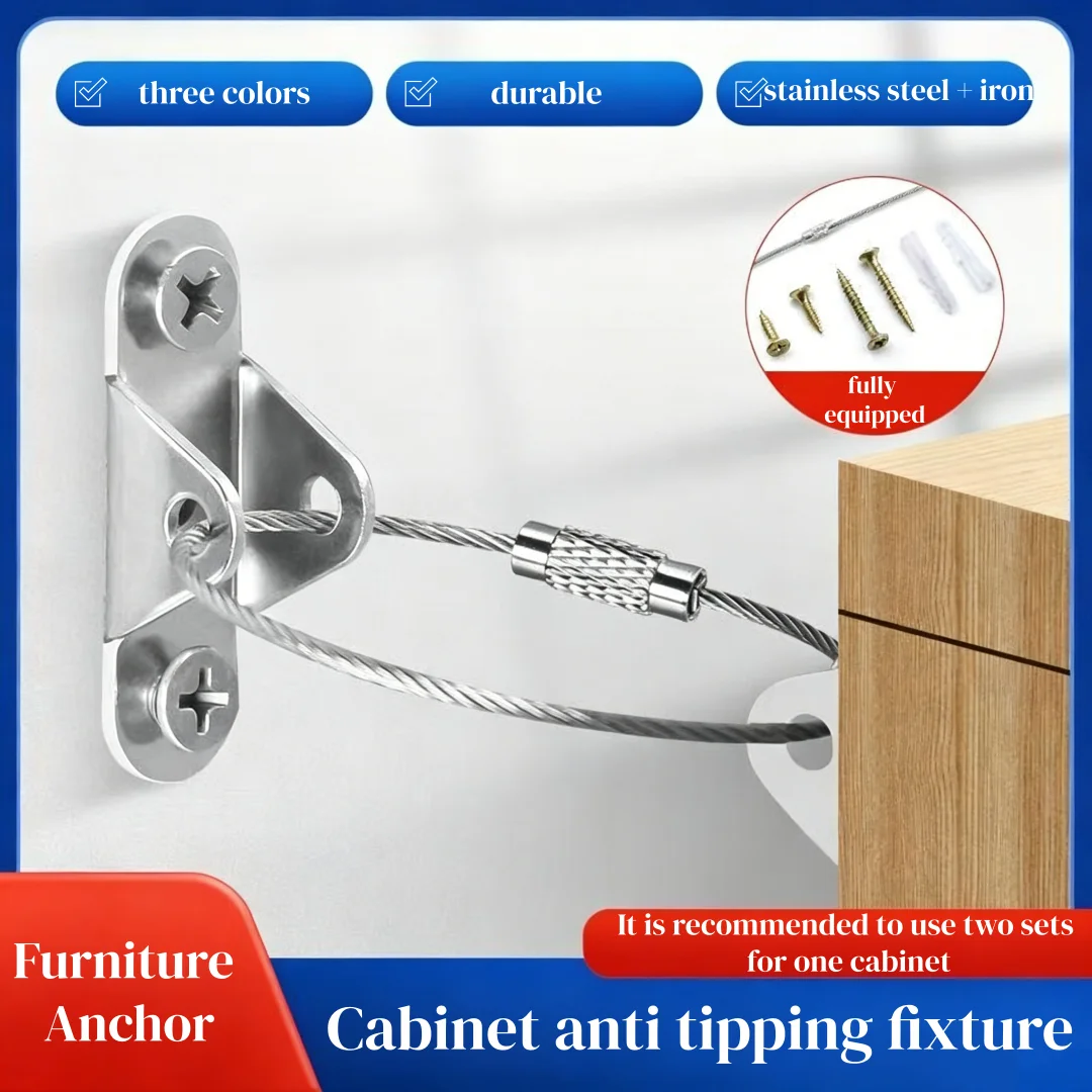 Anti baby tilt furniture anchor, 400 pound tensile and seismic resistant metal strap to prevent falling from baby pet furniture
Anti baby tilt furniture anchor, 400 pound tensile and seismic resistant metal strap to prevent falling from baby pet furniture