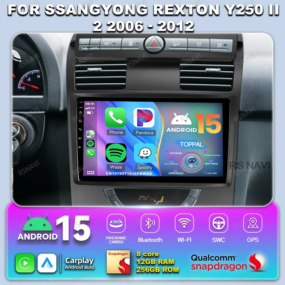 Car Radio Android 14 For SsangYong Rexton Y250 II 2 2006 - 2012 Qualcomm QLED Wireless 9/10 Inch DVD Multimedia 360 Camera DSP
Car Radio Android 14 For SsangYong Rexton Y250 II 2 2006 - 2012 Qualcomm QLED Wireless 9/10 Inch DVD Multimedia 360 Camera DSP