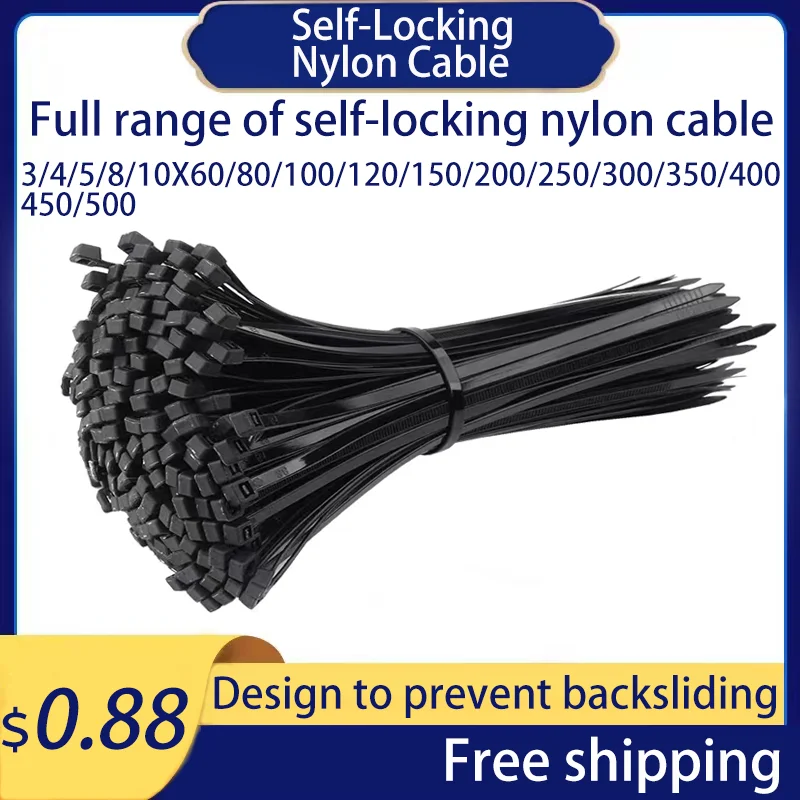 100PCS Black Cable Tie Self-Locking Plastic Wire Zip Ties Plastic Nylon Tie Fastening Ring 3X100/120/150/200 Cable Tie Strap
100PCS Black Cable Tie Self-Locking Plastic Wire Zip Ties Plastic Nylon Tie Fastening Ring 3X100/120/150/200 Cable Tie Strap