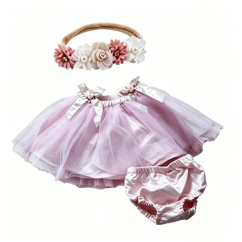 3Pcs Baby Girl Pink Tulle Skirt Set with Bloomer And Floral Headband Newborn Toddler Outfit for 0-24M Birthday Party
3Pcs Baby Girl Pink Tulle Skirt Set with Bloomer And Floral Headband Newborn Toddler Outfit for 0-24M Birthday Party