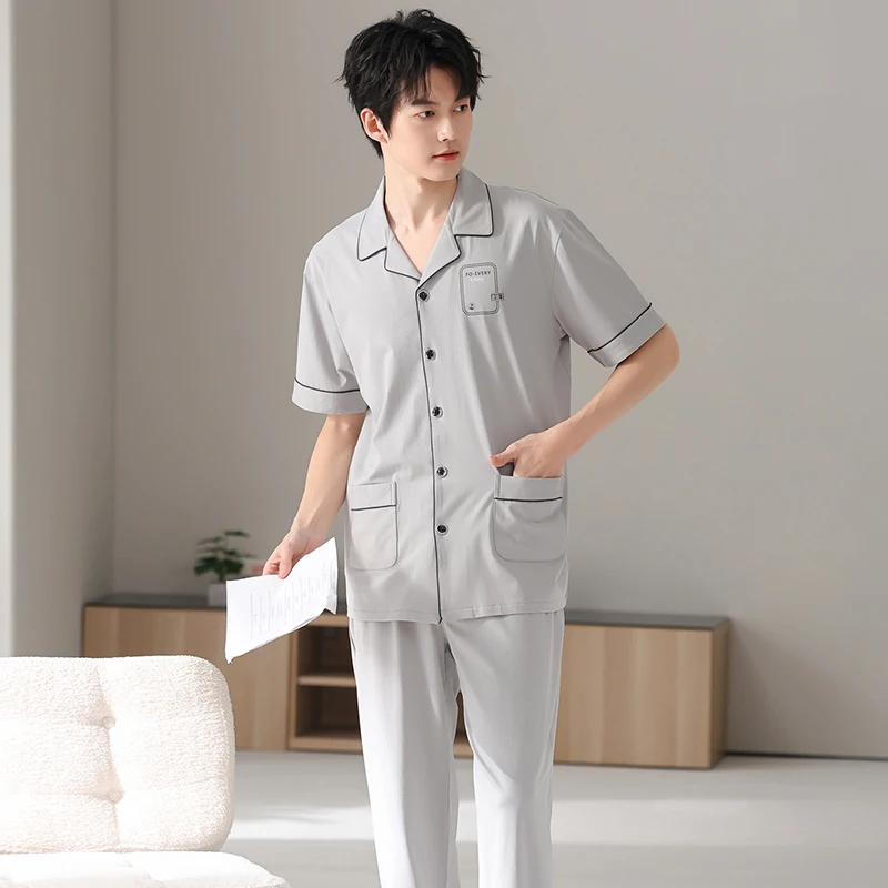 High Quality Big Size M-4XL Summer Men 100% Cotton Short Sleeve Pajamas Set Male Turn-down Collar Sleepwear
High Quality Big Size M-4XL Summer Men 100% Cotton Short Sleeve Pajamas Set Male Turn-down Collar Sleepwear