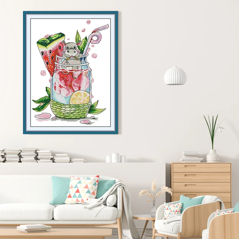 Joy Sunday Printed Cross Stitch Kit Hippopotamus & Watermelon Needle Embroidery Sets for Beginner DMC Thread DIY Kit Home Decor
Joy Sunday Printed Cross Stitch Kit Hippopotamus & Watermelon Needle Embroidery Sets for Beginner DMC Thread DIY Kit Home Decor