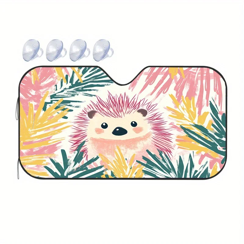 Симпатичный автомобиль-ежик Sunsha с пастельными розовыми и желтыми тропическими пальмовыми листьями, устойчивый к царапинам чехол на лобовое стекло, подходит для большинства автомобилей 
Симпатичный автомобиль-ежик Sunsha с пастельными розовыми и желтыми тропическими пальмовыми листьями, устойчивый к царапинам чехол на лобовое стекло, подходит для большинства автомобилей