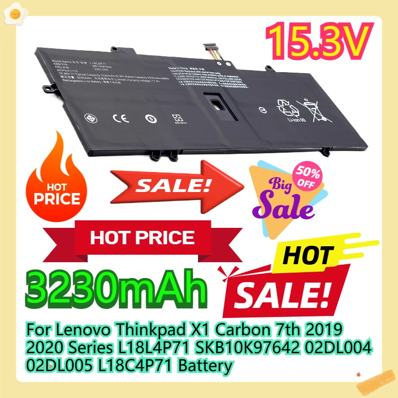 For Lenovo Thinkpad X1 Carbon 7th 2019 2020 Series L18L4P71 SKB10K97642 02DL004 02DL005 L18C4P71 Battery
For Lenovo Thinkpad X1 Carbon 7th 2019 2020 Series L18L4P71 SKB10K97642 02DL004 02DL005 L18C4P71 Battery