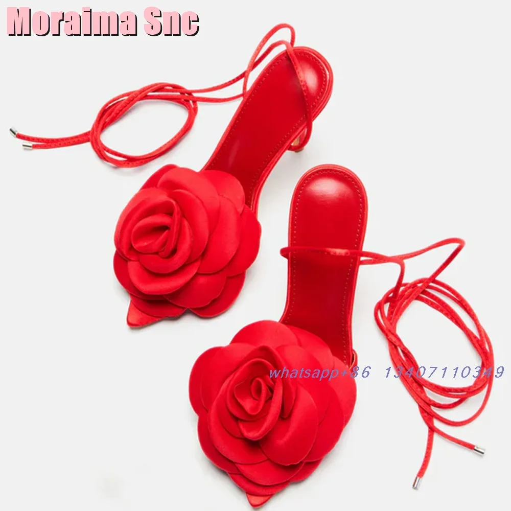 Flower Decor Pointed Toe Sandals Stiletto High Heel Lace-up Red Solid Sexy Fashion Women's Dress Shoes Summer Banquet Party 2025
Flower Decor Pointed Toe Sandals Stiletto High Heel Lace-up Red Solid Sexy Fashion Women's Dress Shoes Summer Banquet Party 2025