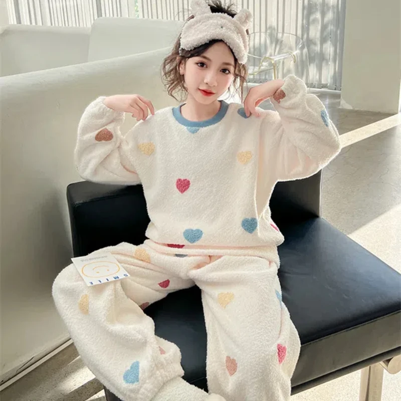 Round Neck Pullover Pajamas for Girls Autumn/Winter Sleepwear Coral Velvet Loungewear Thickened Medium Children's Homewear
Round Neck Pullover Pajamas for Girls Autumn/Winter Sleepwear Coral Velvet Loungewear Thickened Medium Children's Homewear