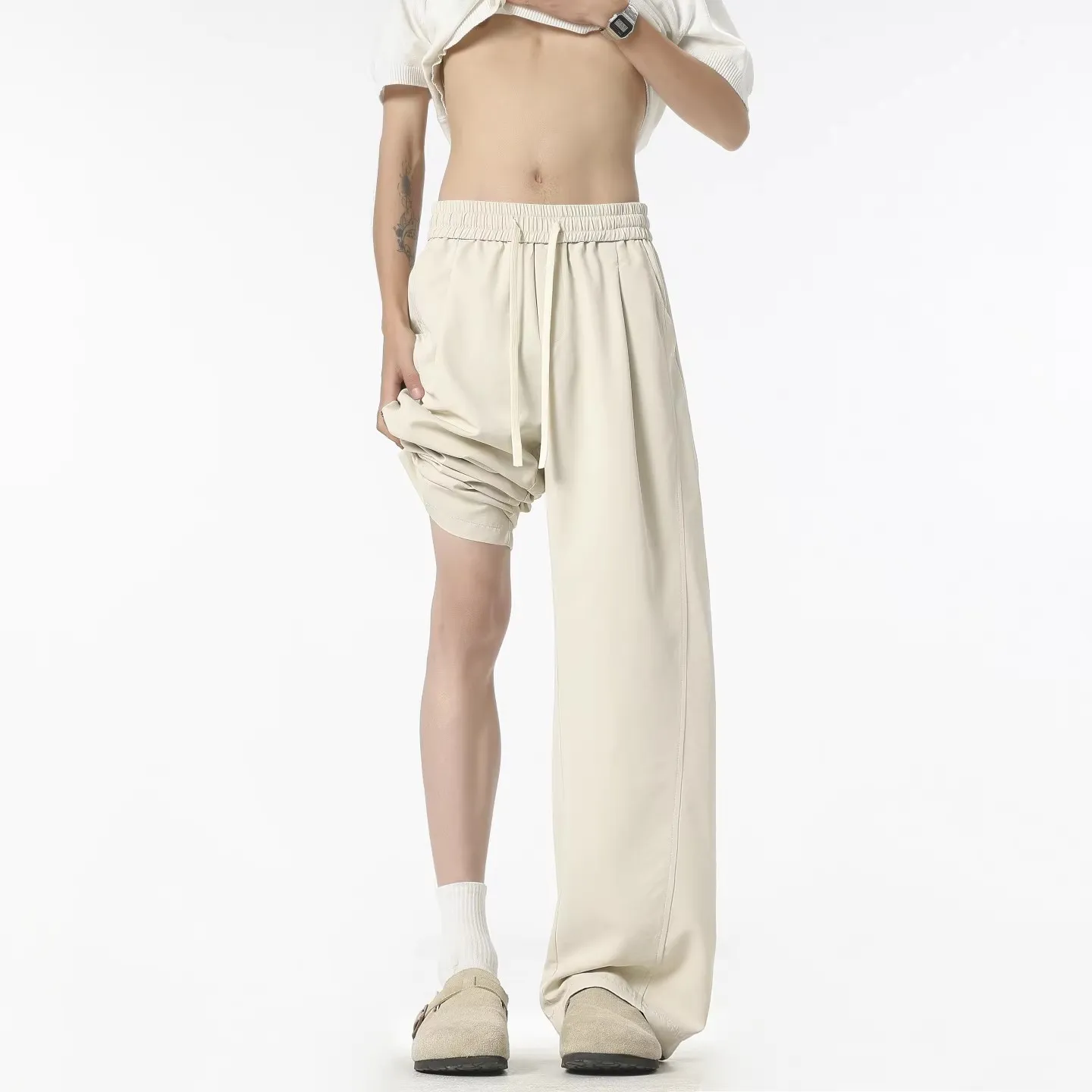 Summer Ice Silk Wide Leg Pants Men's Loose Drapey Straight Casual Hamanaka Floor-Length Trousers Quick Dry Comfortable Leisure
Summer Ice Silk Wide Leg Pants Men's Loose Drapey Straight Casual Hamanaka Floor-Length Trousers Quick Dry Comfortable Leisure