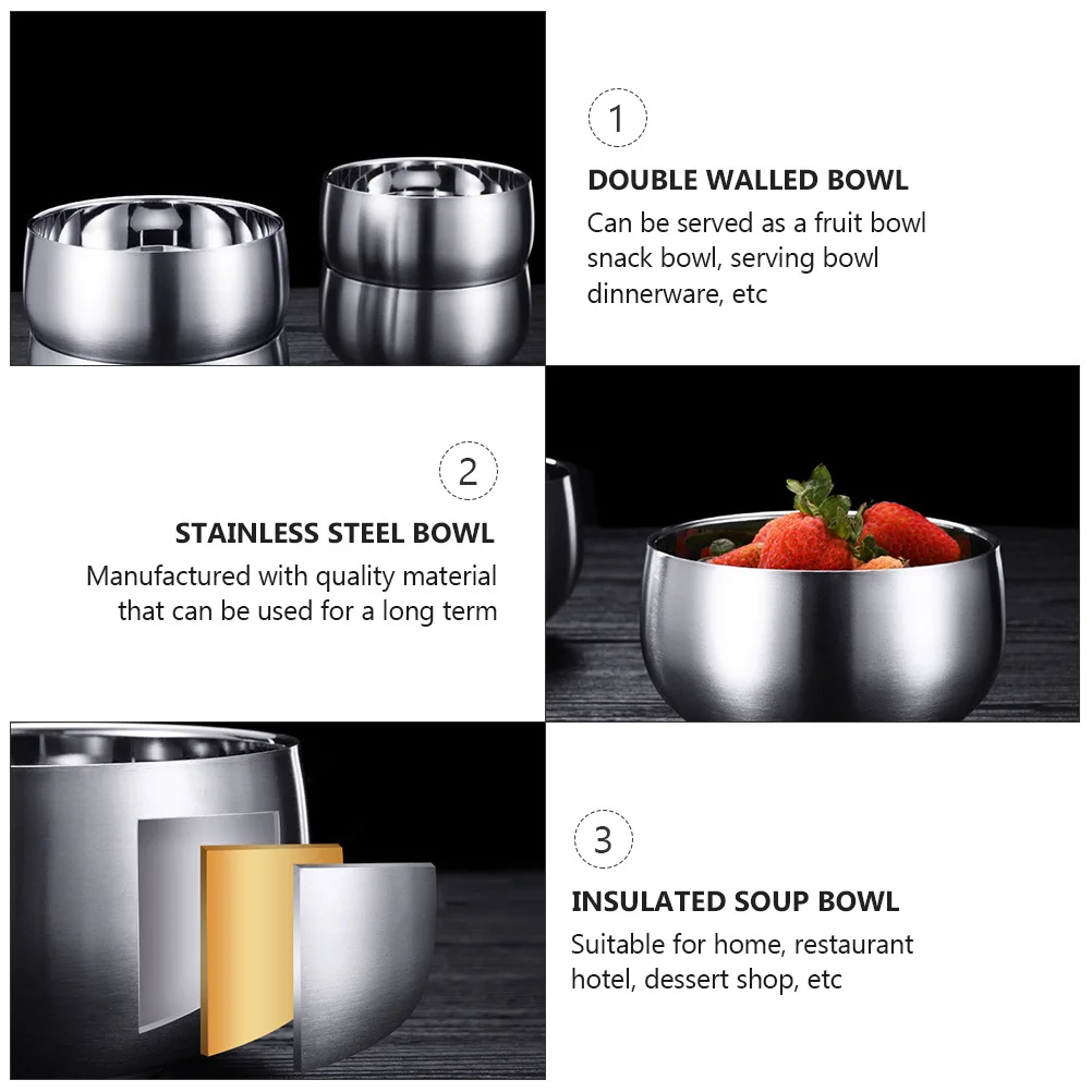 1Pcs Stainless Steel Double Walled Heat Resistant Rice Bowl Insulated Soup Bowl Non-Scald for Home Restaurant Dessert
1Pcs Stainless Steel Double Walled Heat Resistant Rice Bowl Insulated Soup Bowl Non-Scald for Home Restaurant Dessert