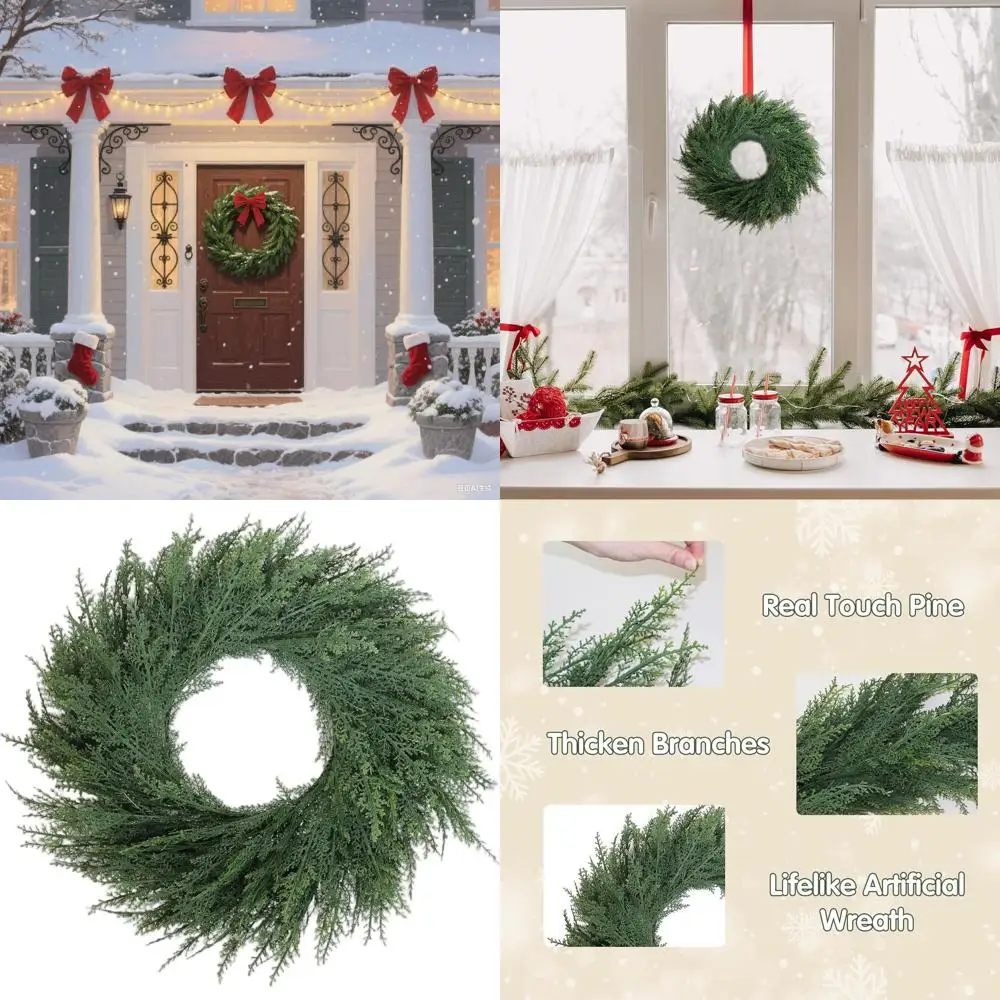 Artificial Green Cedar Christmas Wreath, 30 Inch, for Indoor & Outdoor Home and Window Decorations
Artificial Green Cedar Christmas Wreath, 30 Inch, for Indoor & Outdoor Home and Window Decorations
