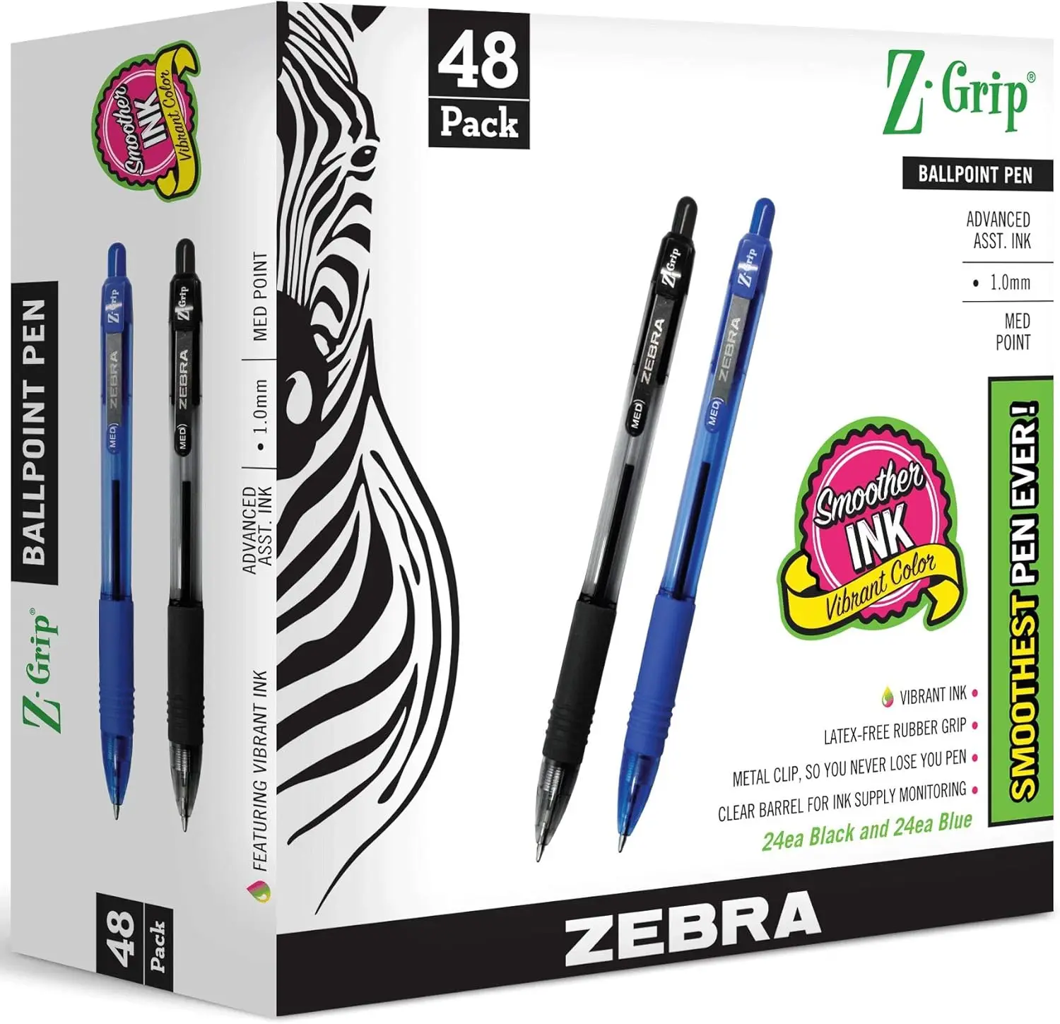 48-Pack Retractable Ballpoint Pens, Medium Point 1.0mm, Black & Blue Combo Bulk Set
48-Pack Retractable Ballpoint Pens, Medium Point 1.0mm, Black & Blue Combo Bulk Set